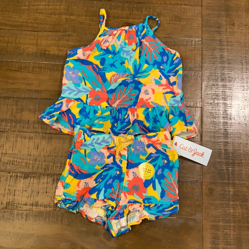 CAT & JACK 2 Piece Outfit Tropical Floral
